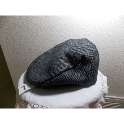 STETSON Black/ Gray Houndstooth WOOL blend driving Cap Hat LARGE w/Tags  eb-57361737
